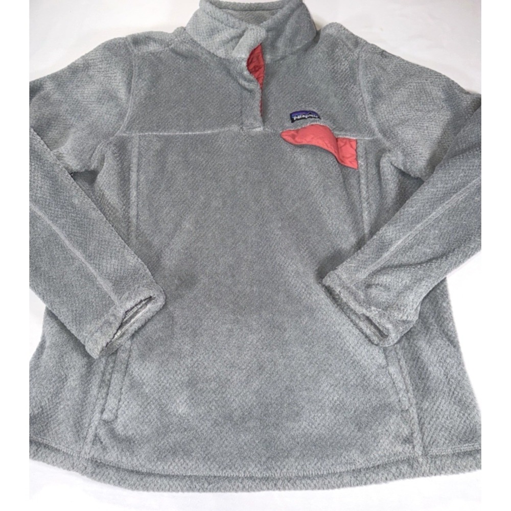 Patagonia Snap-T Fleece Pullover Youth XL‎ 14 Gray Pink Polartec Thermal Pro